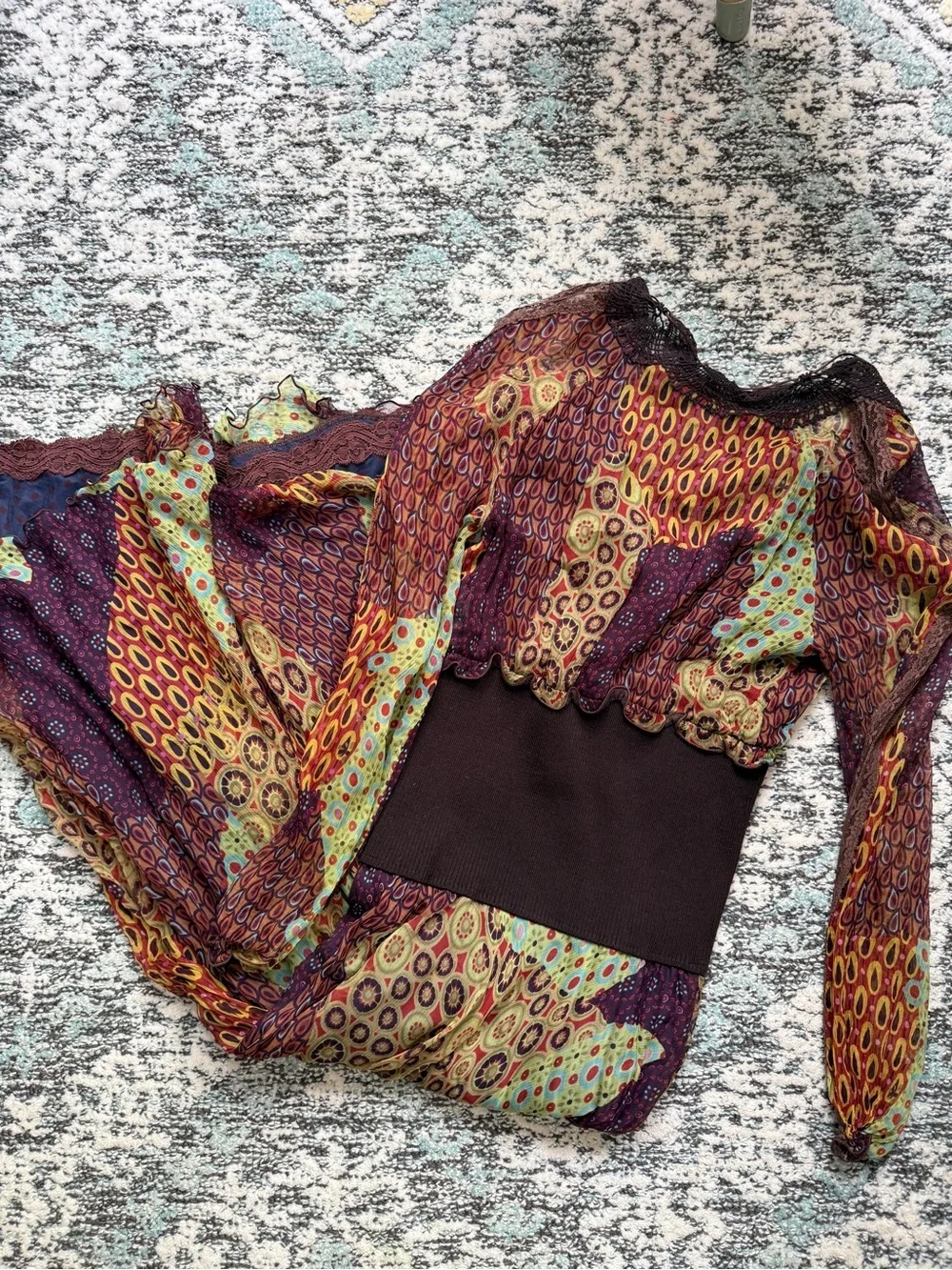 Y2K Nathalie Garçon Paris Boho Patchwork Maxi Dress
